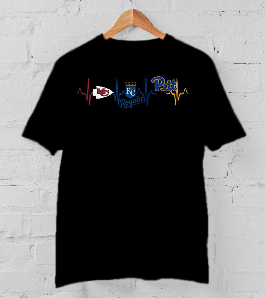 Kansas City Chiefs Royals Pitt Heartbeat T-Shirt