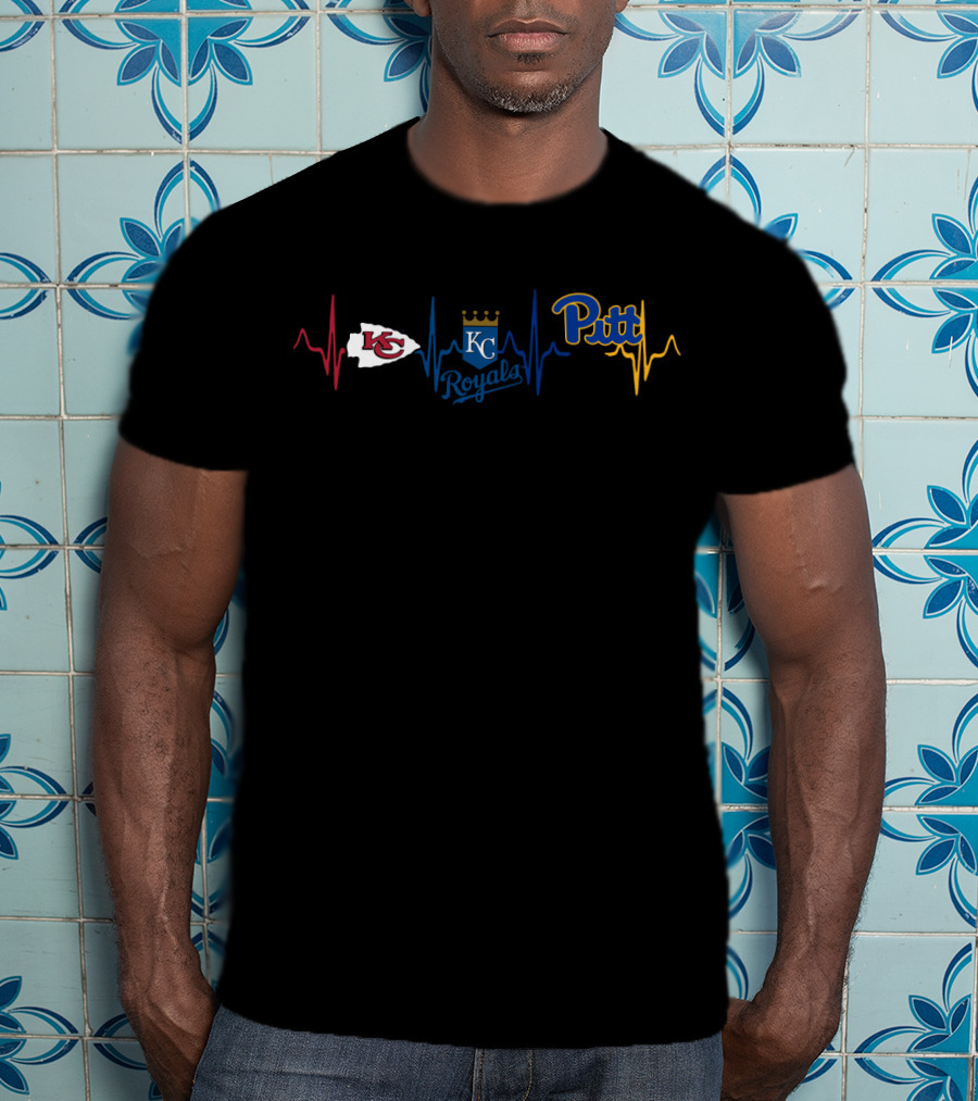 Kansas City Chiefs Royals Pitt Heartbeat T-Shirt