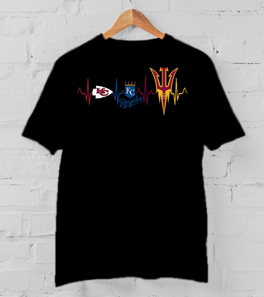 Love Chiefs Royals State Football Heartbeat T-Shirt