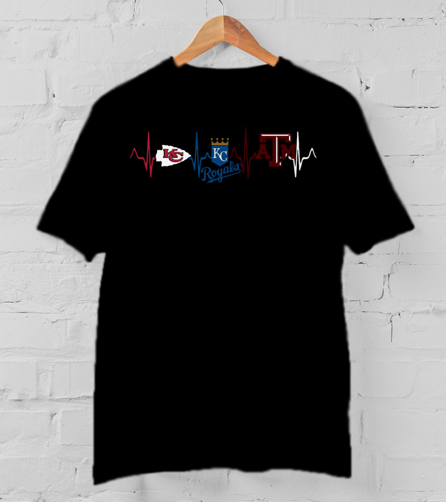 Kansas City Chiefs Royals Texas A&M Heartbeat T-Shirt