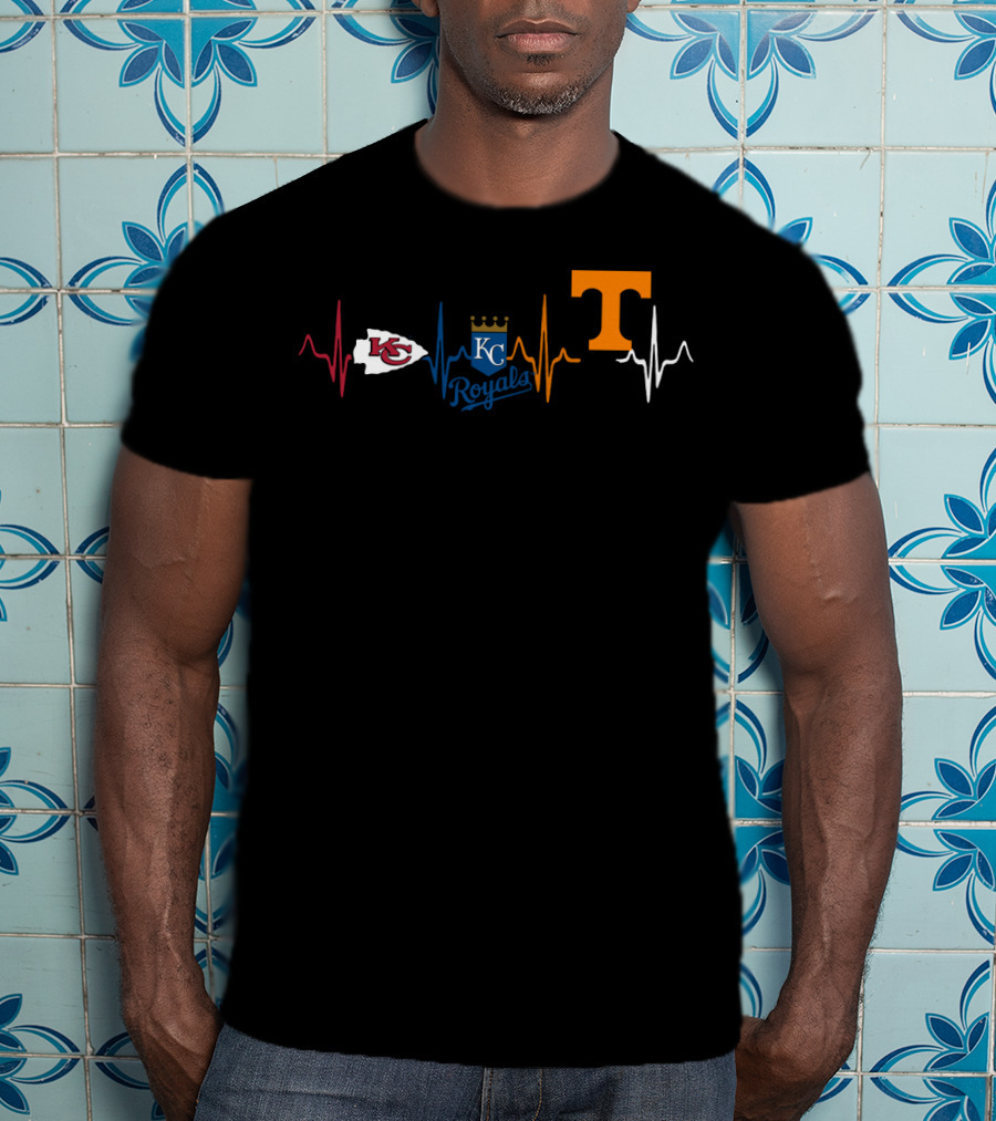 Kansas City Chiefs Royals Tennessee Volunteers Heartbeat T-Shirt