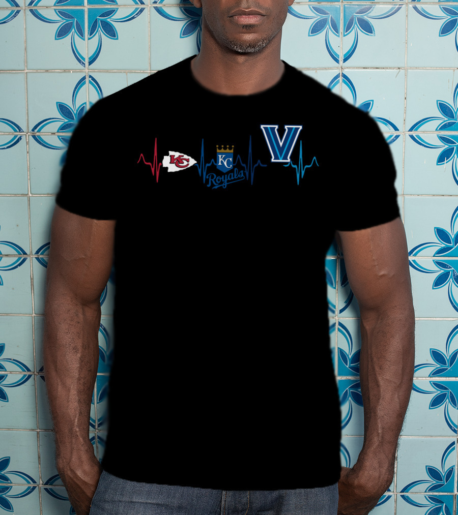 Kansas City Chiefs Royals Villanova Heartbeat T-Shirt