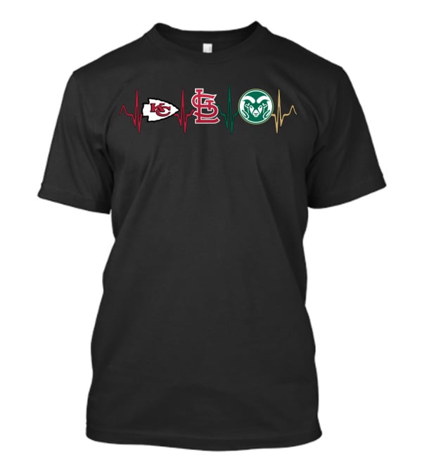 Kc Chiefs St. Louis Cardinals Colorado State Rams Heartbeat T-Shirt