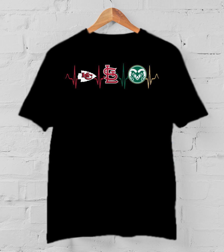 Kc Chiefs St. Louis Cardinals Colorado State Rams Heartbeat T-Shirt
