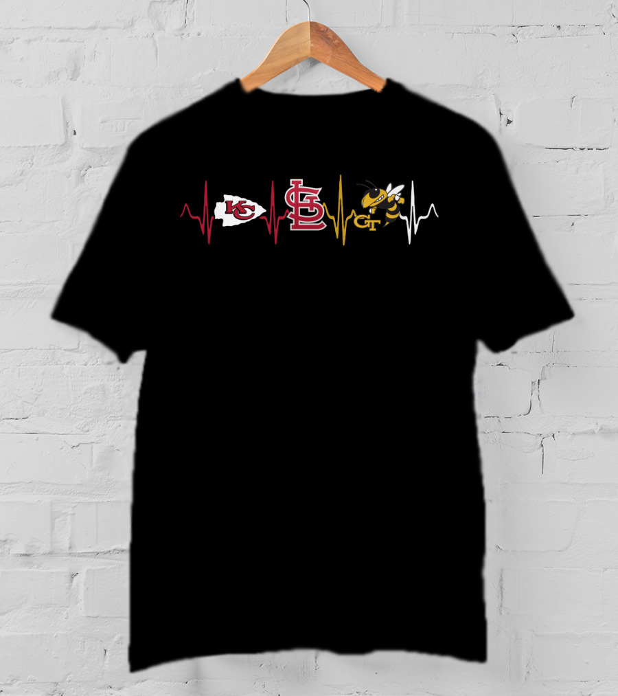 Kc Chiefs St. Louis Cardinals Georgia Tech Yellow Jackets Heartbeat T-Shirt