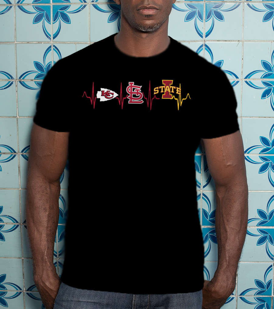 Kansas City Chiefs St. Louis Cardinals Iowa State Cyclones Heartbeat T-Shirt