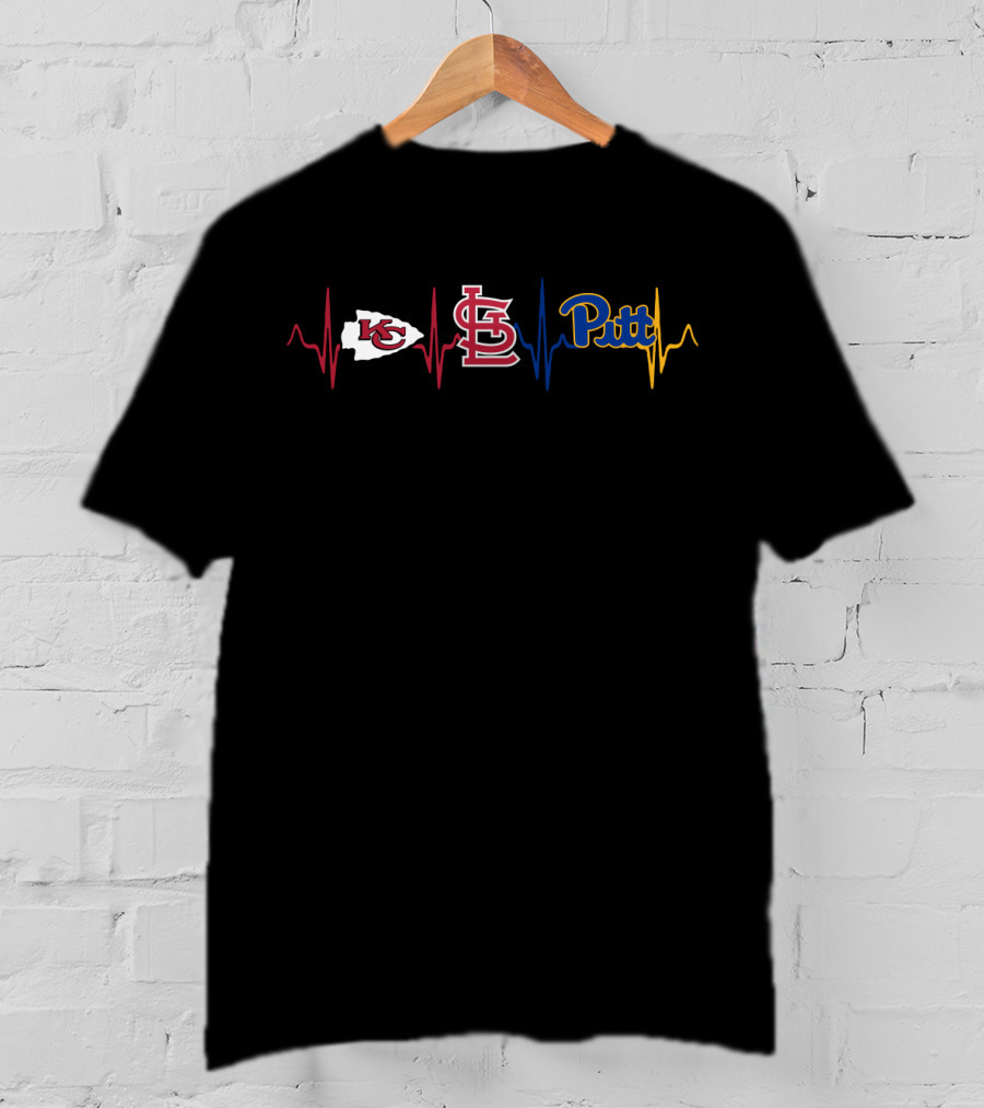 Kansas City Chiefs St. Louis Cardinals Pitt Heartbeat T-Shirt