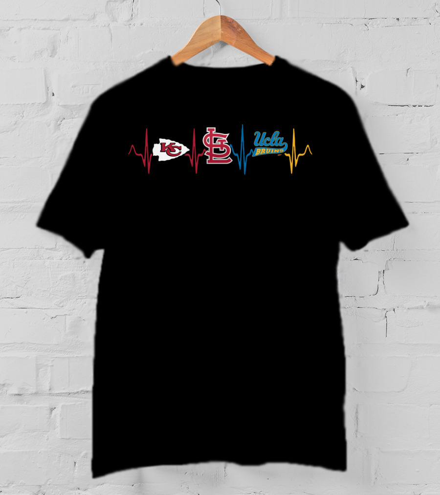 Kansas City Chiefs St. Louis Cardinals Ucla Bruins Heartbeat T-Shirt