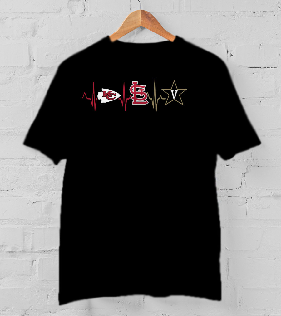 Chiefs Cardinals Vanderbilt Heartbeat T-Shirt