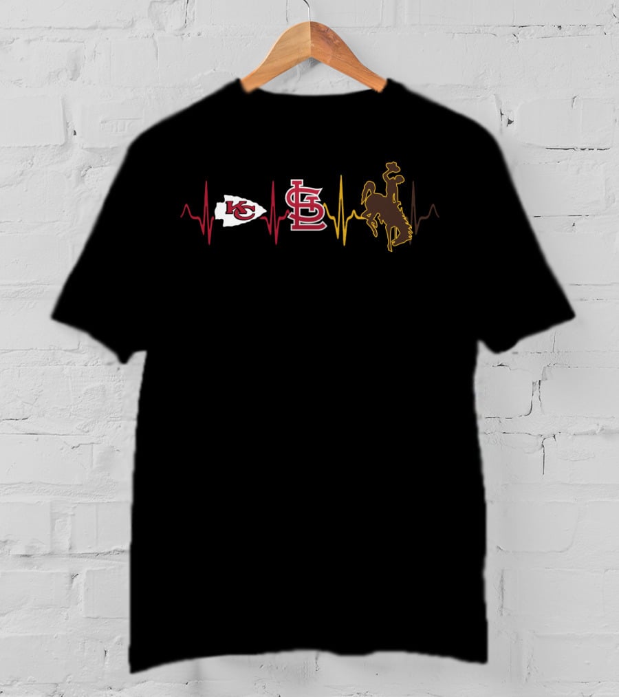 Love Chiefs Cardinals Cowboys Heartbeat T-Shirt