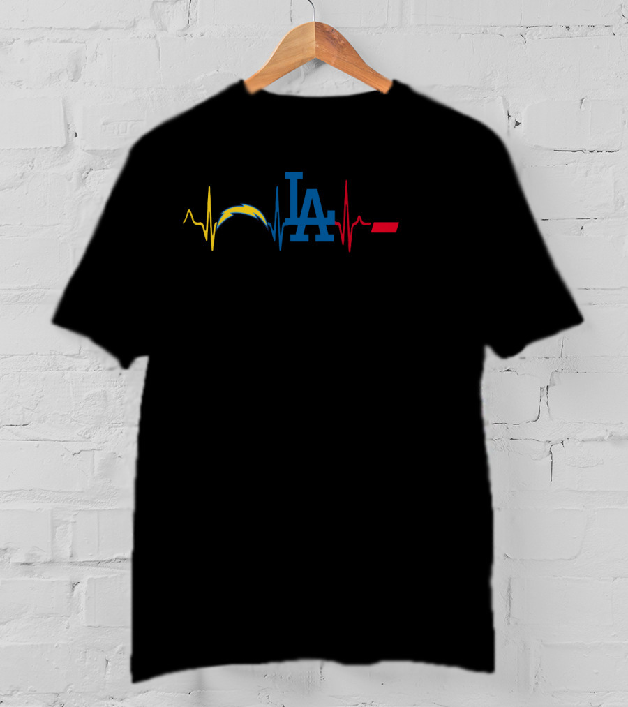 Love Chargers La Dodgers Cincinnati Bearcats Heartbeat T-Shirt