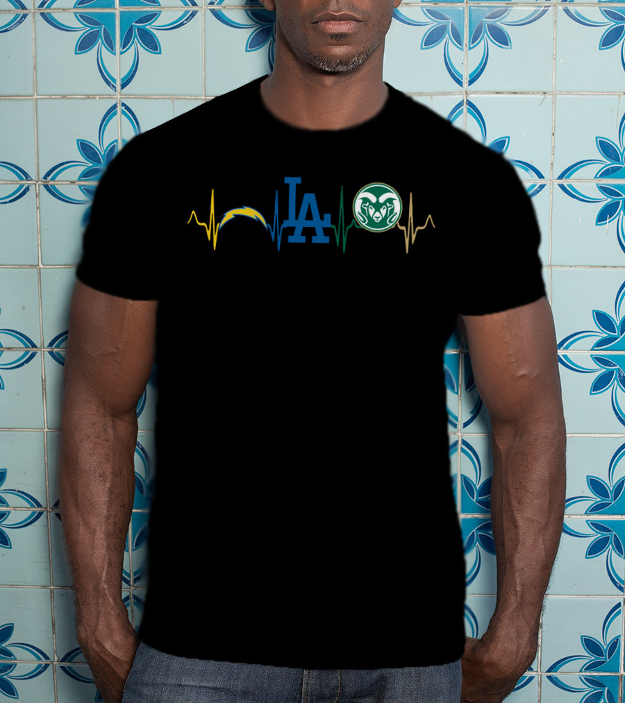 Love Chargers Dodgers Rams Heartbeat T-Shirt