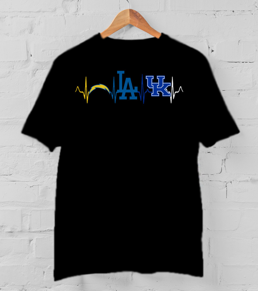 Love Chargers Dodgers Uk Heartbeat T-Shirt