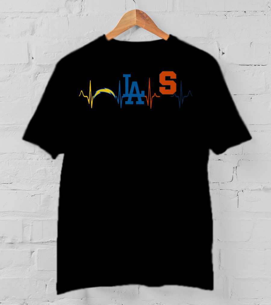 Love Chargers Dodgers Syracuse Heartbeat T-Shirt