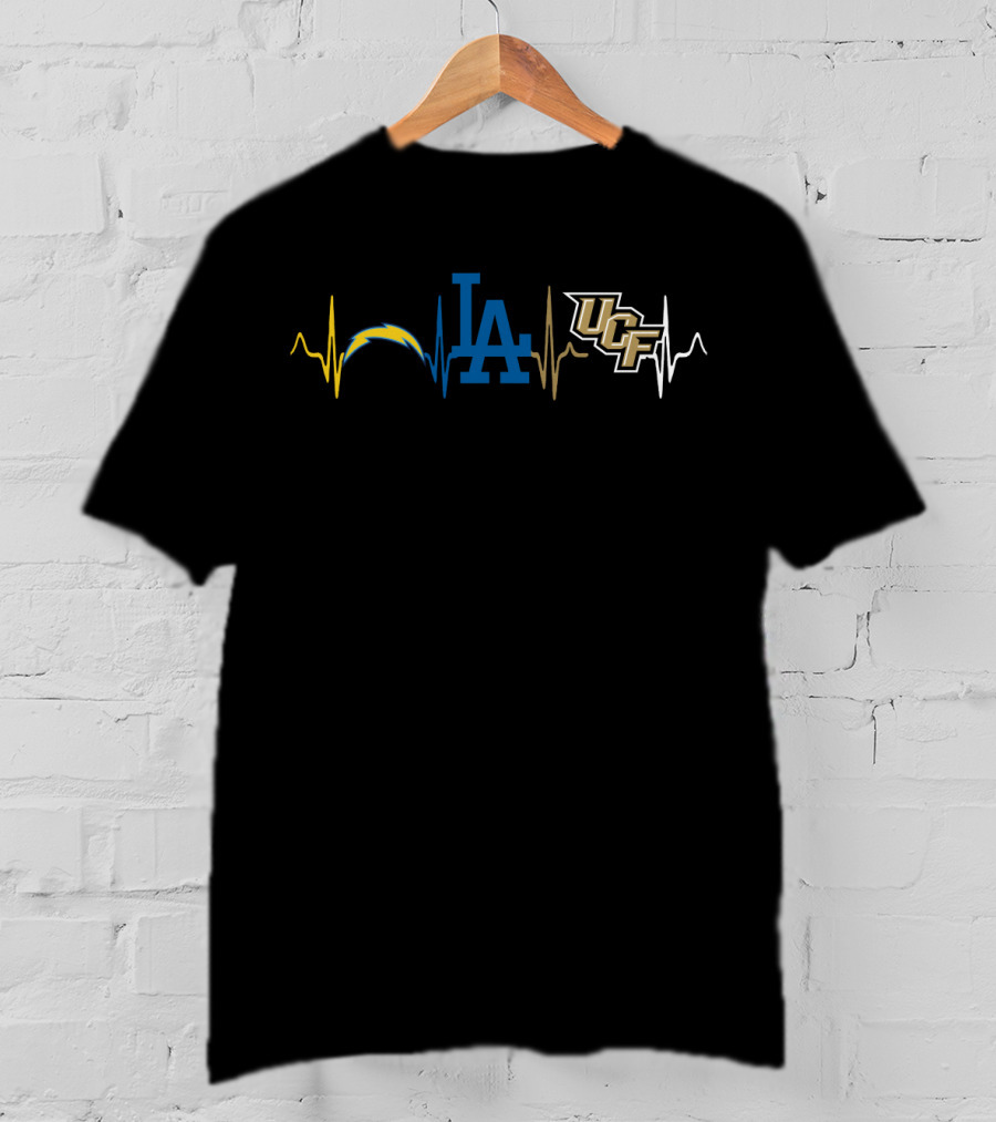 Love Chargers Dodgers Ucf Heartbeat T-Shirt