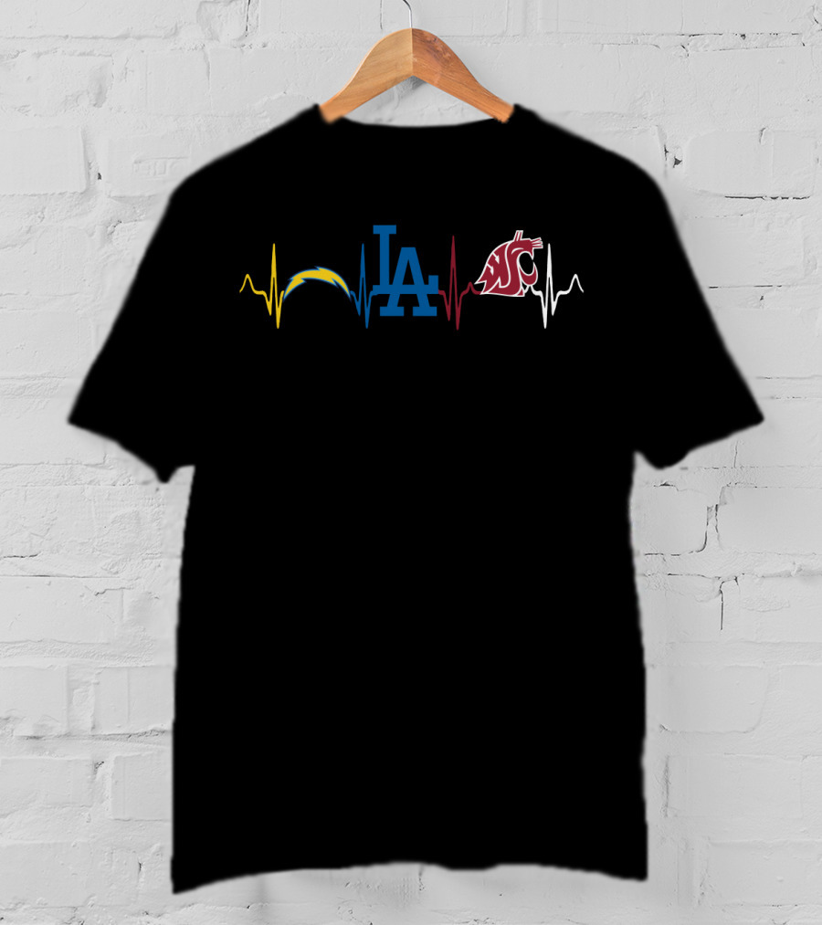 Love Chargers Dodgers Wsc Heartbeat Line T-Shirt