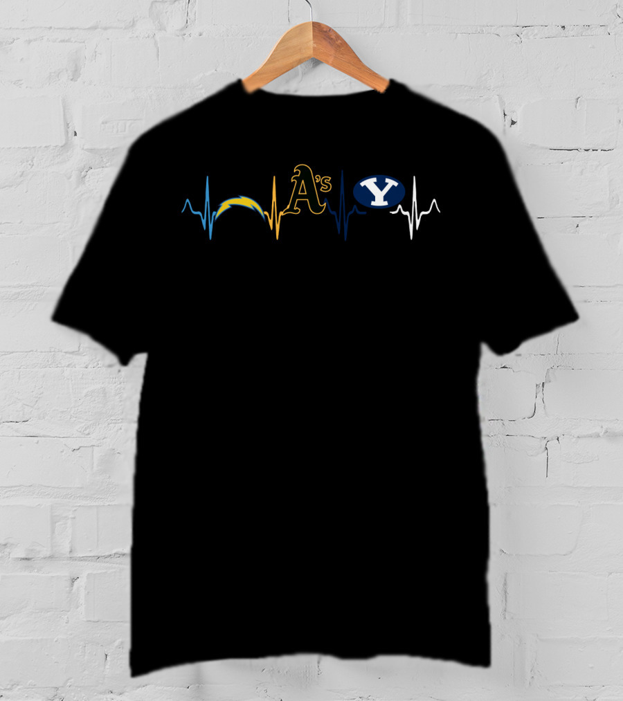 Love Chargers Athletics A's Byu Heartbeat T-Shirt