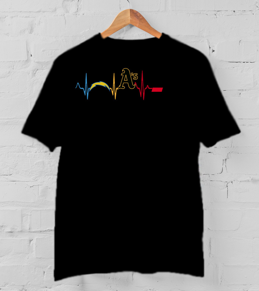 Love Chargers Athletics A's Cb Heartbeat T-Shirt