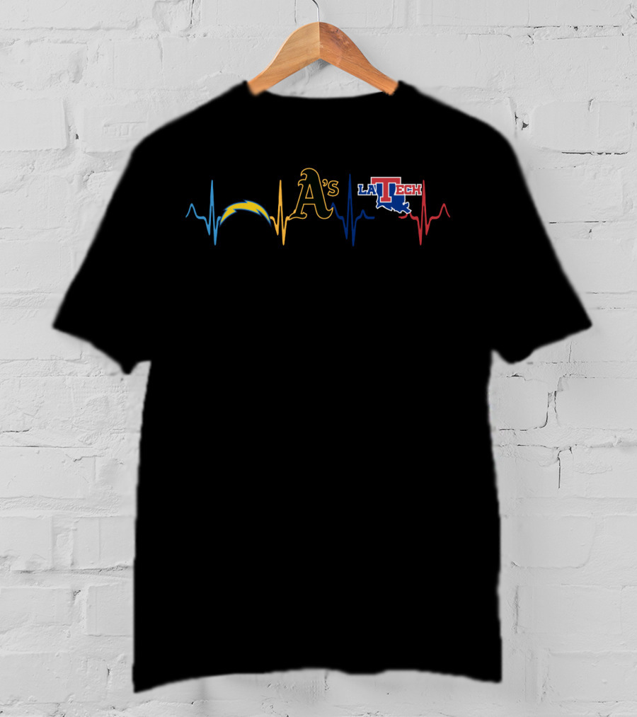 Chargers Athletics A's La Tech Heartbeat T-Shirt