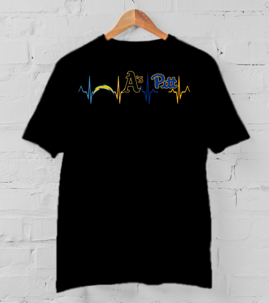 Love Chargers A's Pitt Heartbeat T-Shirt