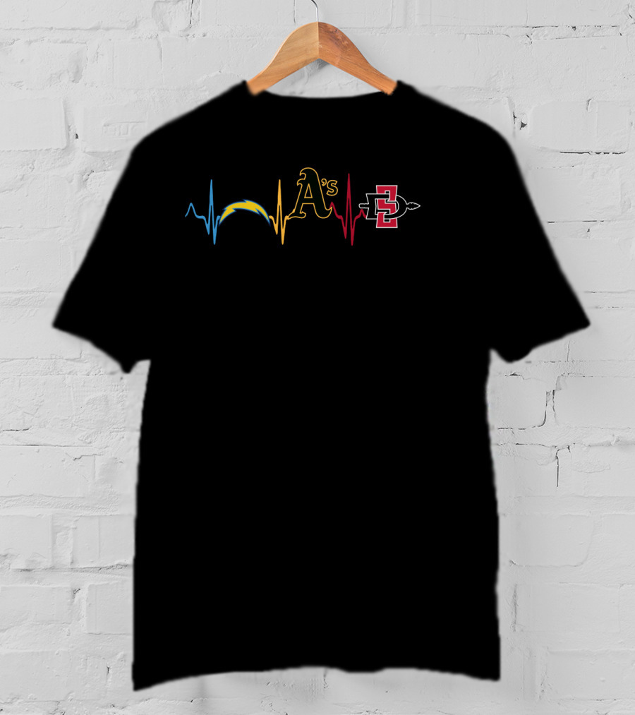 Love Chargers Athletics A's Sdsu Heartbeat T-Shirt