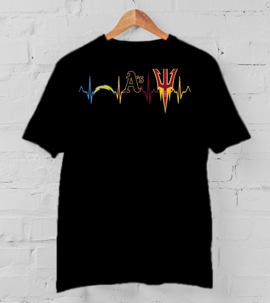 Love Chargers Athletics State Asu A's Logo Heartbeat T-Shirt