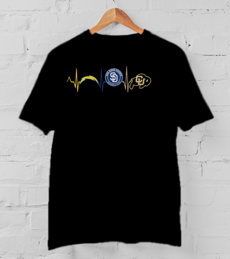 Chargers Padres Colorado Buffaloes Heartbeat T-Shirt