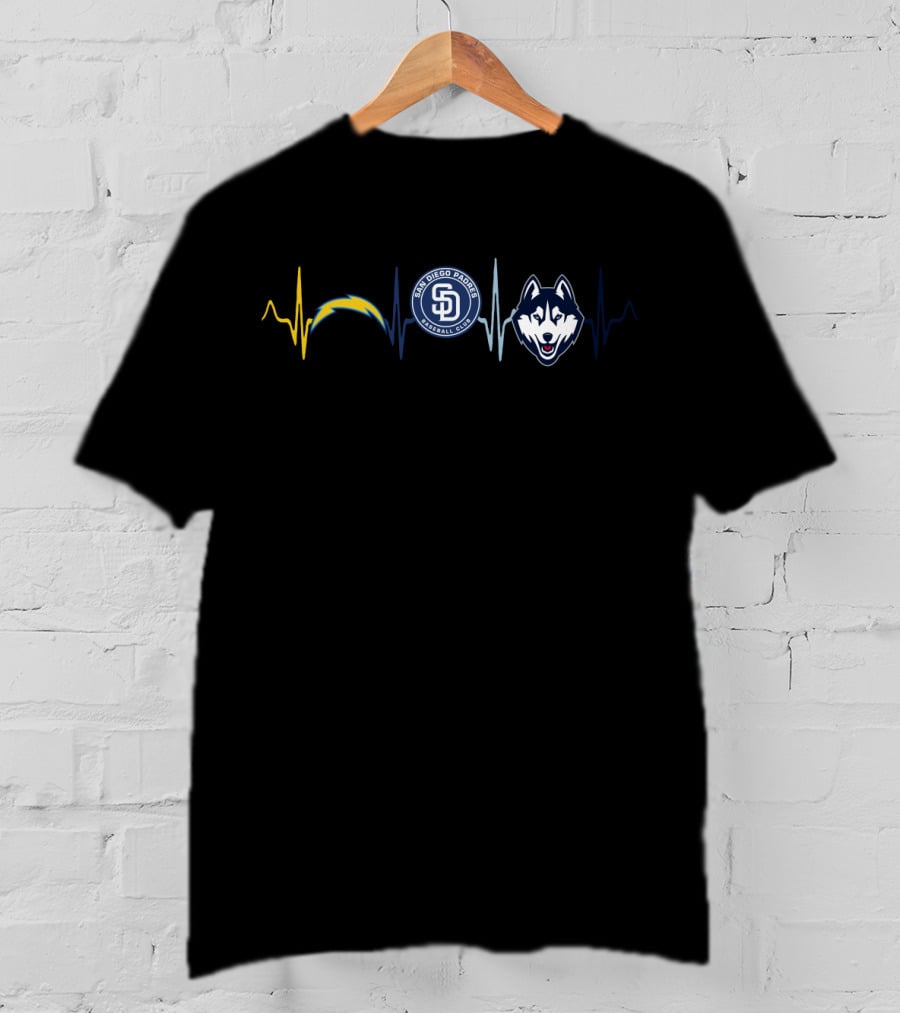 Chargers San Diego Padres Huskies Heartbeat T-Shirt