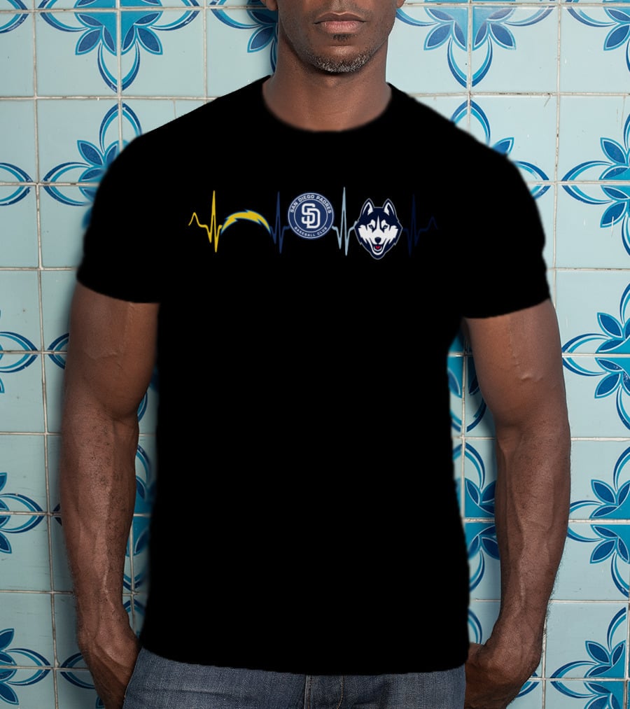 Chargers San Diego Padres Huskies Heartbeat T-Shirt