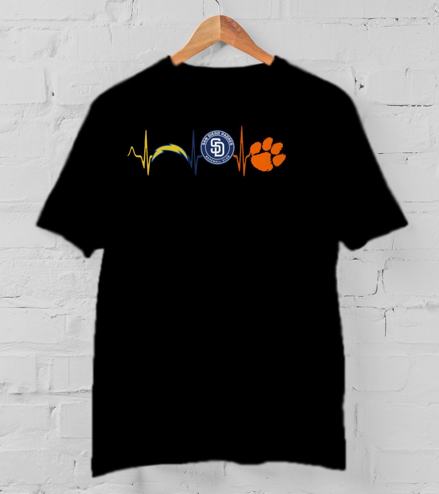 Love Chargers Padres Ct Heartbeat T-Shirt