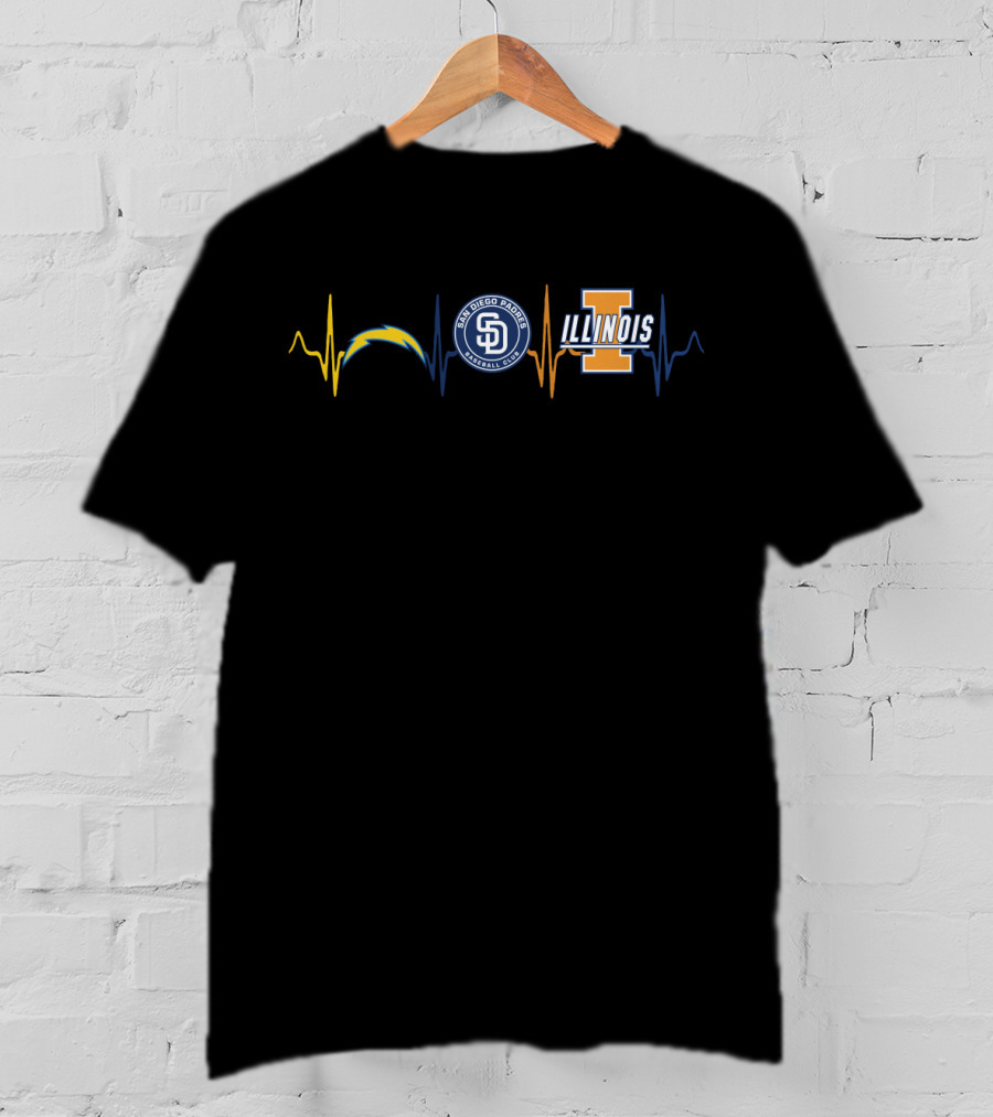 San Diego Chargers Padres Illinois Heartbeat T-Shirt