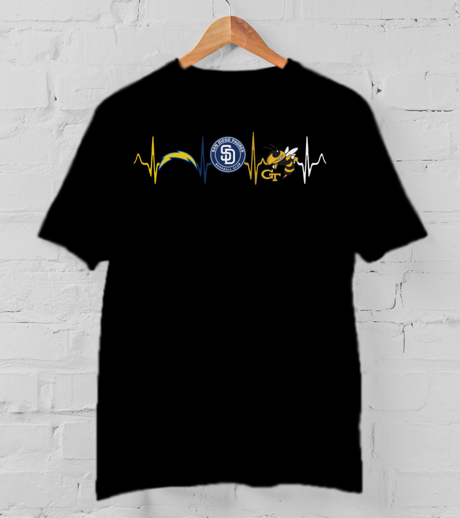 San Diego Chargers Padres Georgia Tech Heartbeat T-Shirt