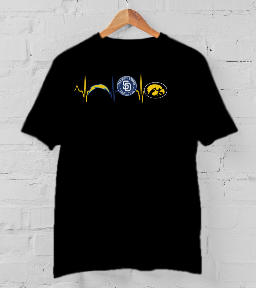 Love Chargers Padres Iowa Heartbeat T-Shirt