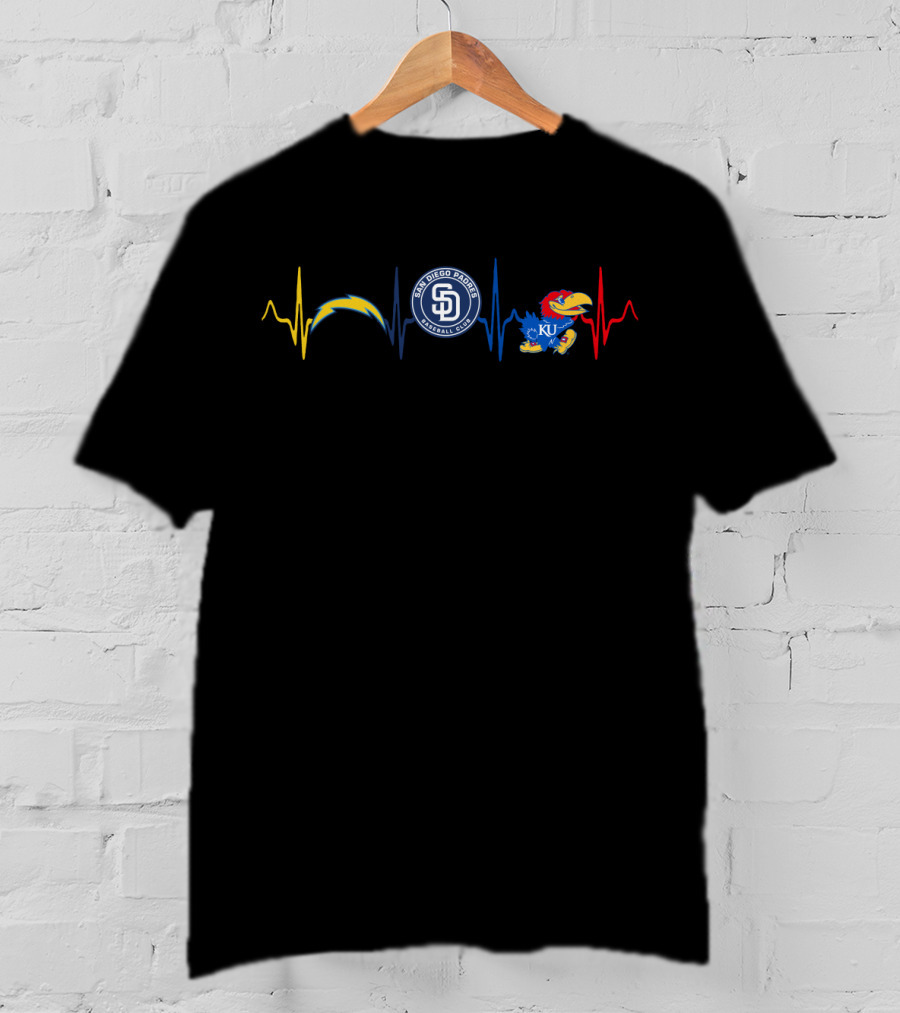 Charger Love San Diego Padres Ku Heartbeat T-Shirt