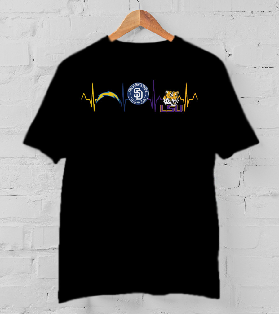 Love Chargers Padres Lt Lsu Tigers T-Shirt