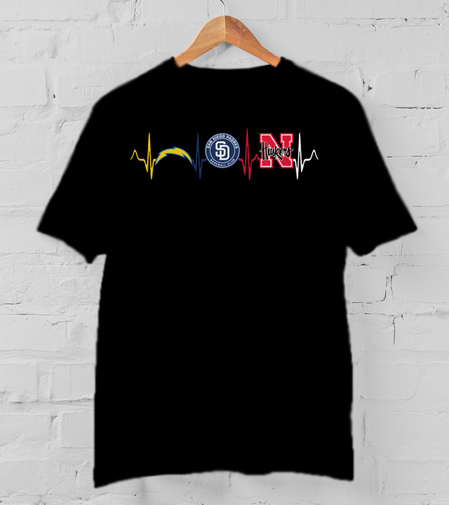 Love Chargers Padres Huskers Nc Heartbeat T-Shirt