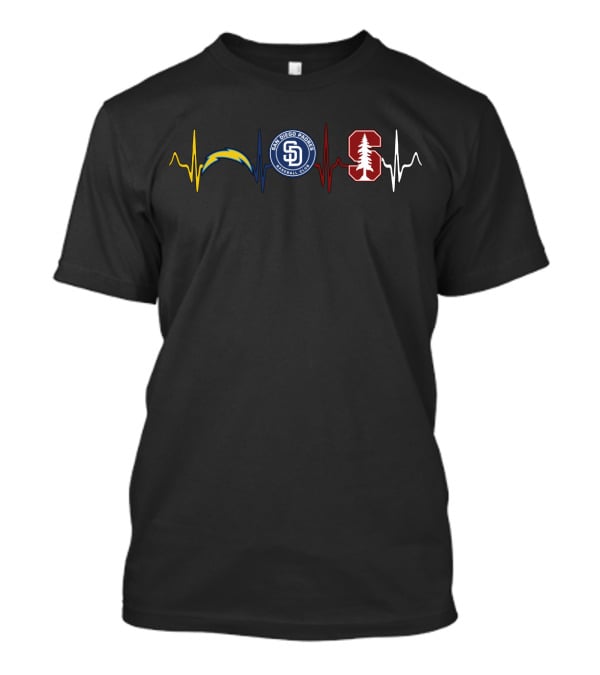 Love Chargers Padres Stanford Heartbeat T-Shirt