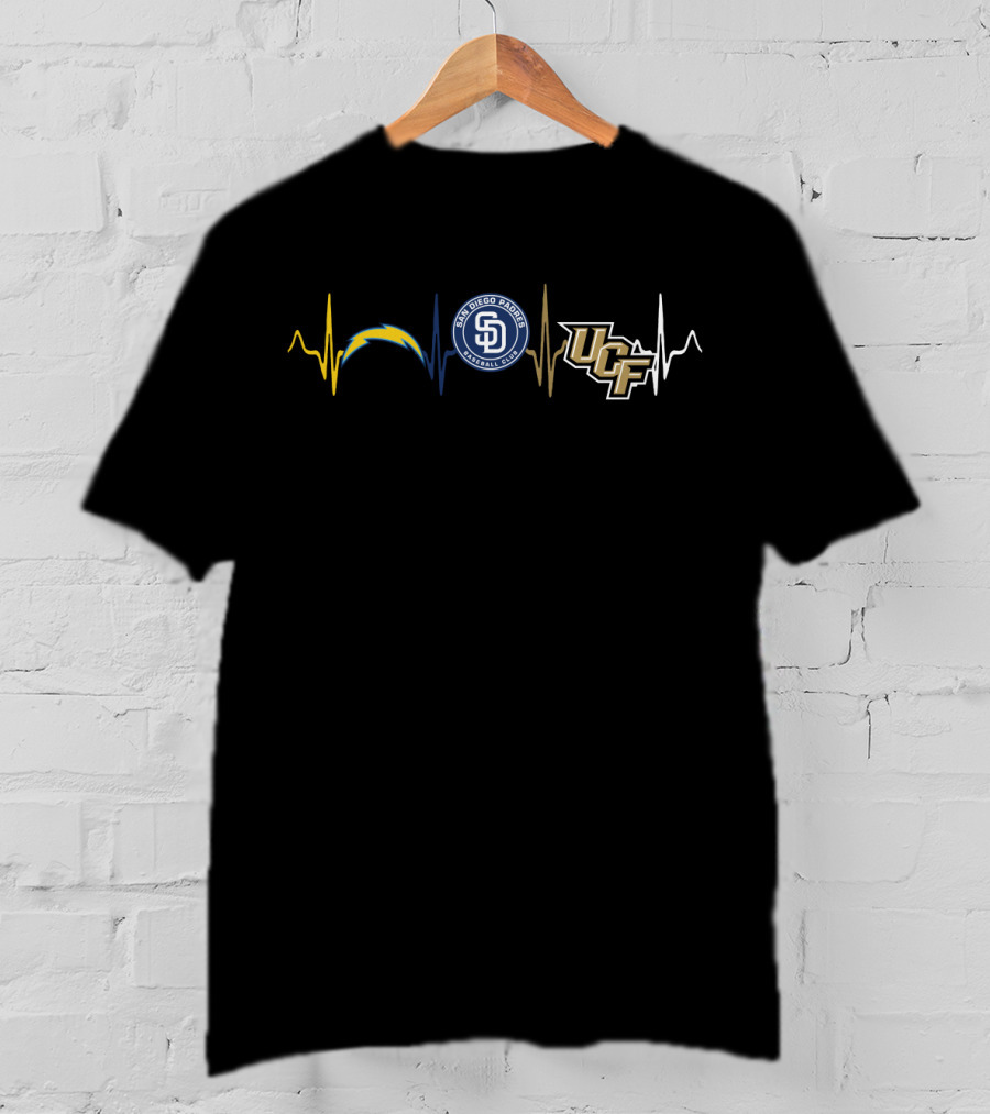Heartbeats Love Chargers Padres Ucf T-Shirt