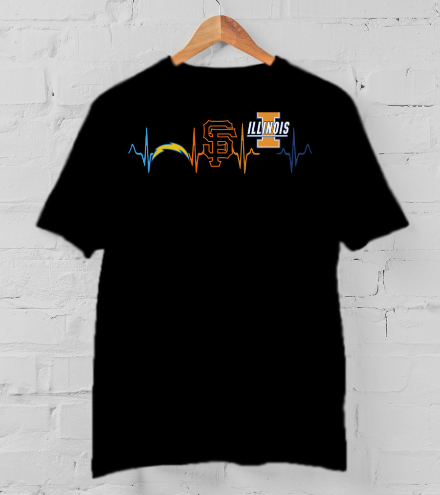 Chargers Sf Giants Illinois Fighting Illini Heartbeat T-Shirt