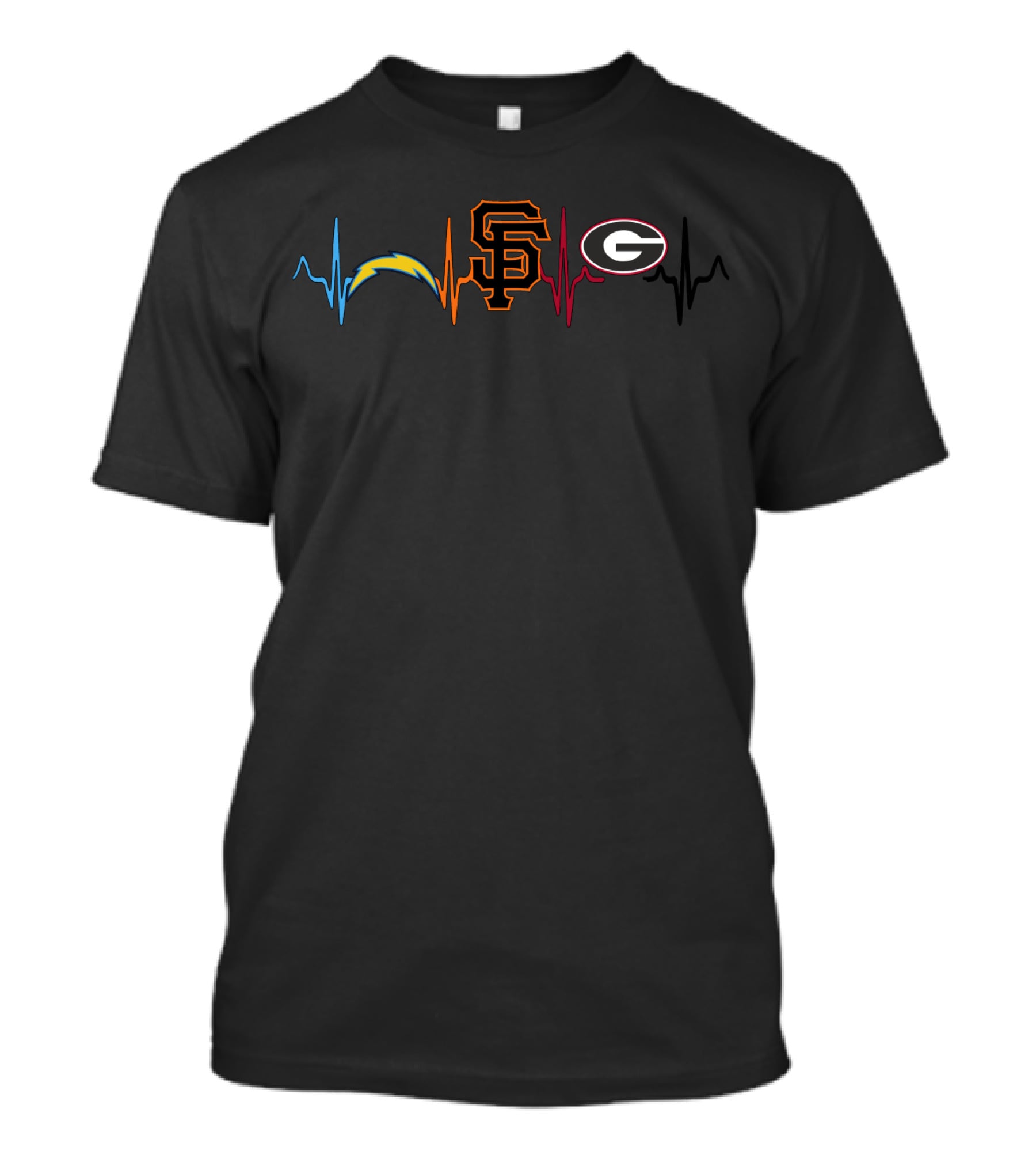 Chargers Giants Georgia Heartbeat Lines T-Shirt