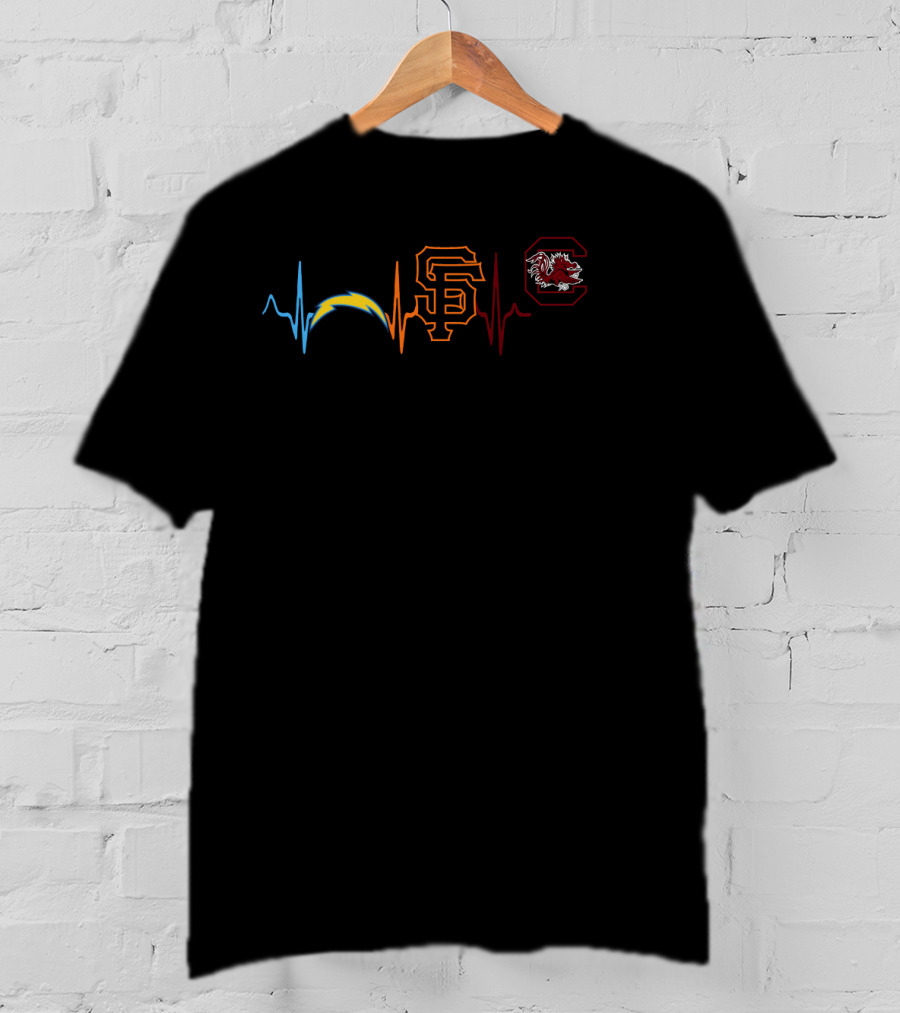 Chargers Giants South Carolina Gamecocks Heartbeat T-Shirt