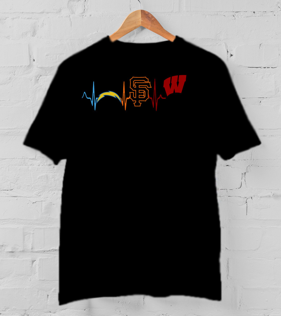 Love Chargers Giants Sf Logo Wisconsin Wb T-Shirt