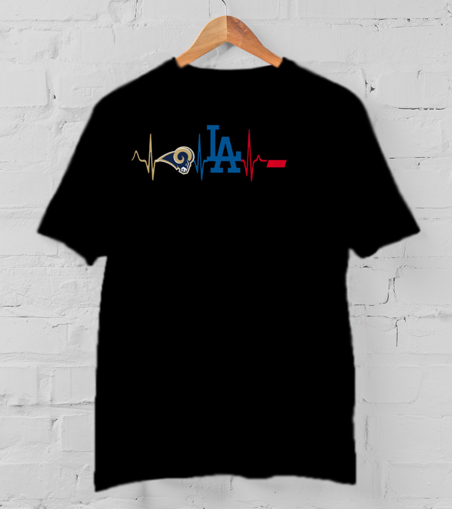 Rams La Dodgers Cincinnati Bearcats Heartbeat Line T-Shirt
