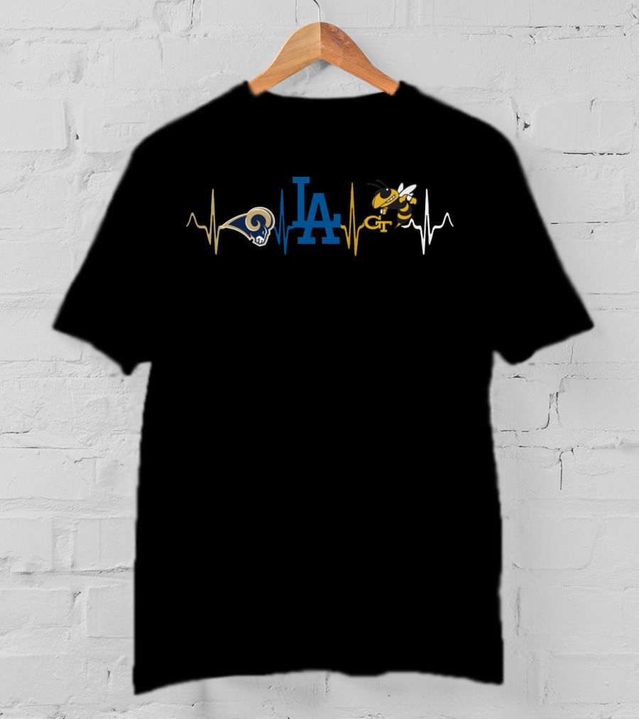 Los Angeles Rams La Dodgers Georgia Tech Heartbeat T-Shirt