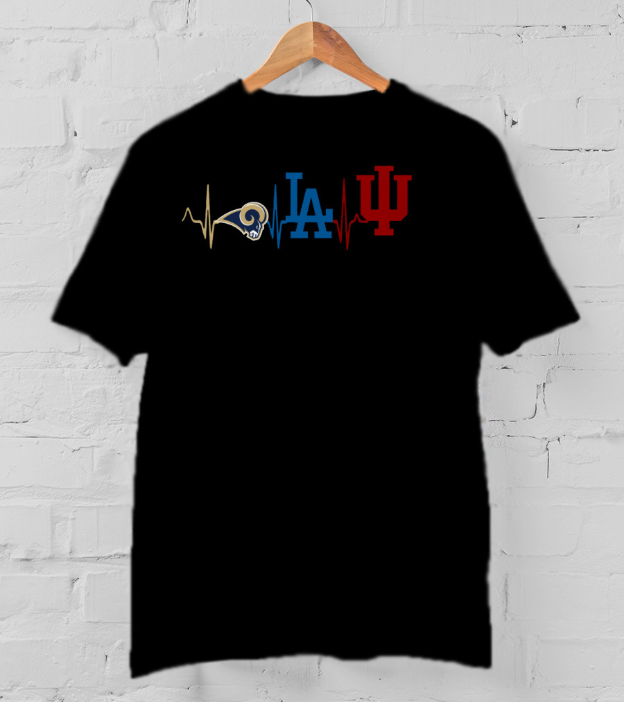 Love Rams La Dodgers Iu Heartbeat T-Shirt