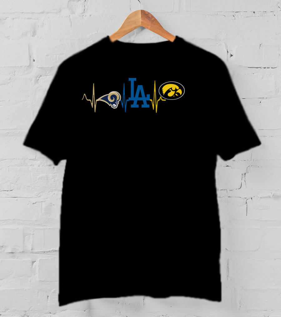 Love Rams Dodgers Iowa Heartbeat T-Shirt