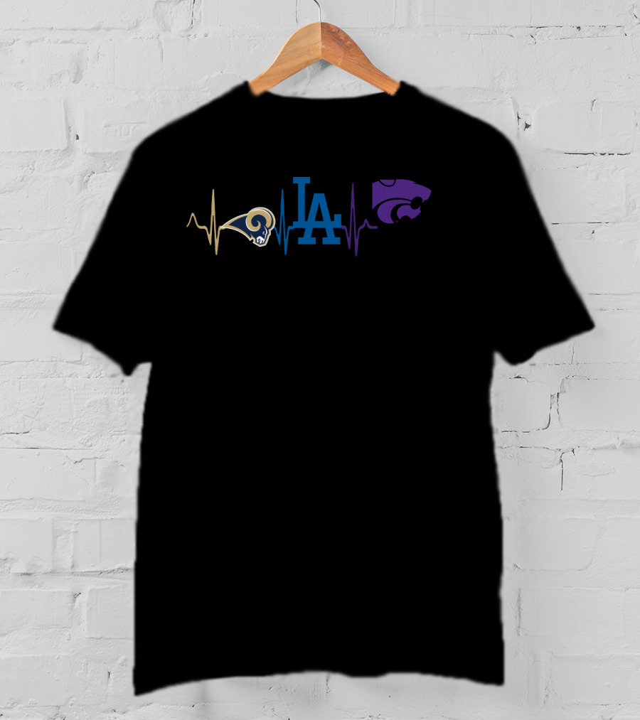 Love Rams Dodgers Wildcats Heartbeat Ksw T-Shirt