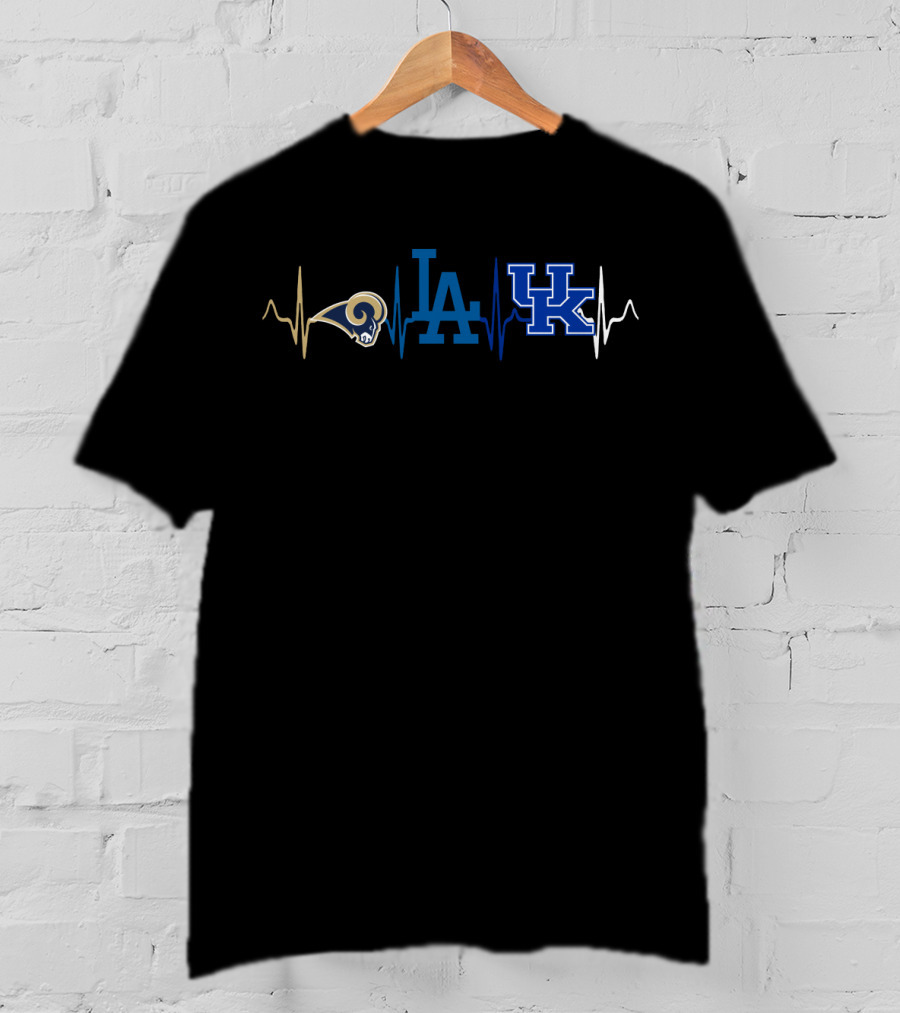 Love Rams La Dodgers Uk Wildcats Kw Heartbeat T-Shirt