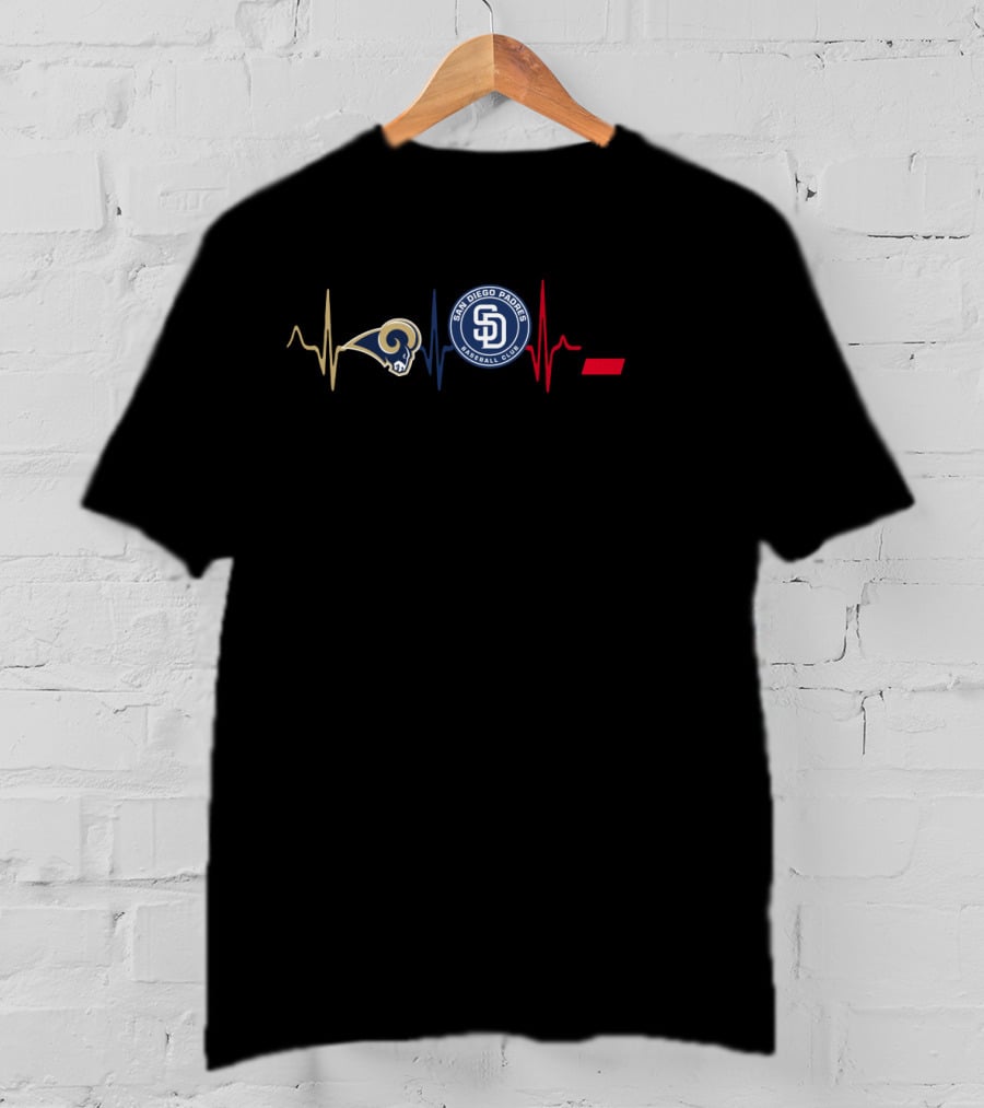 San Diego Padres Los Angeles Rams Cincinnati Bearcats Heartbeat T-Shirt