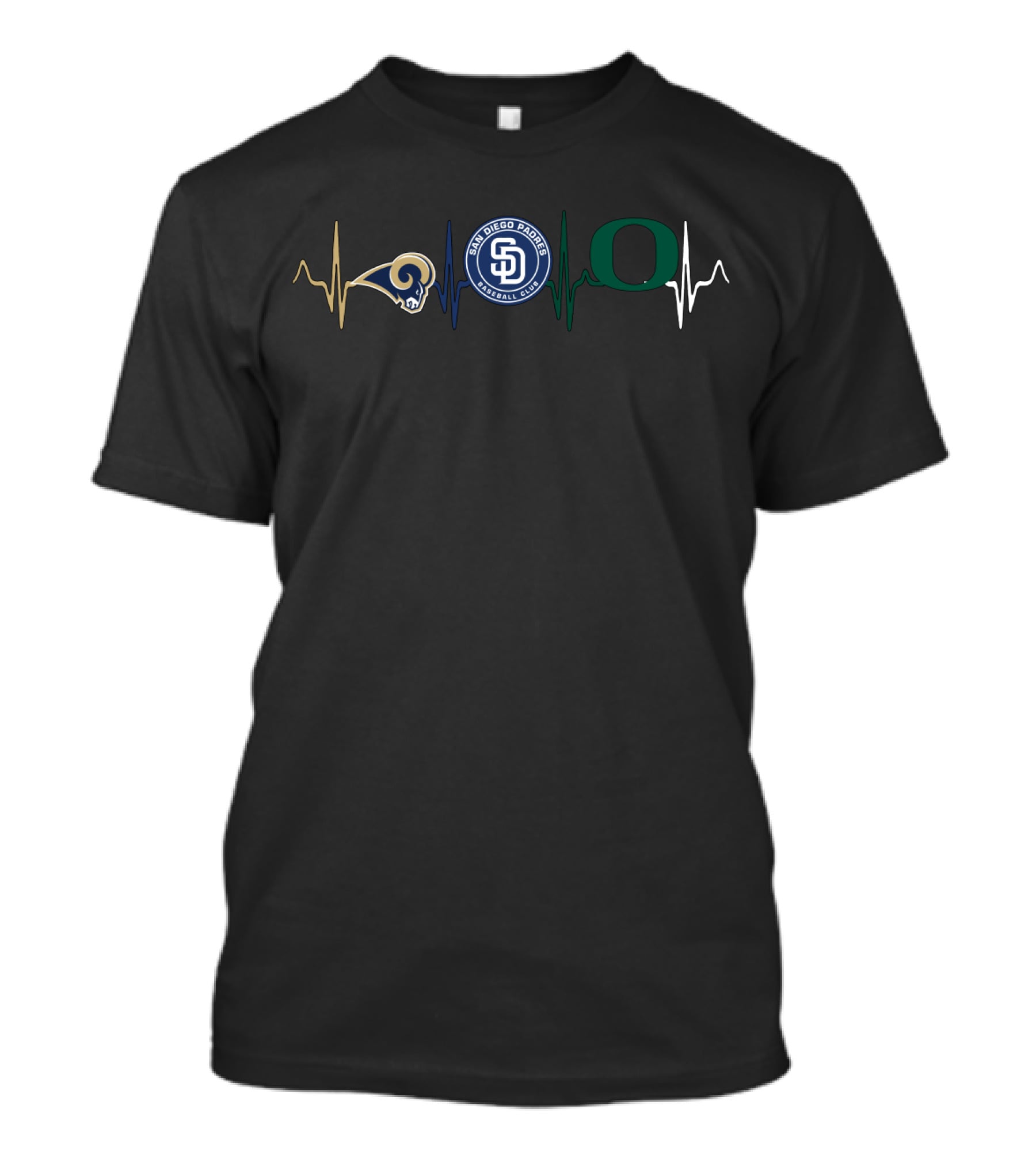 Rams San Diego Padres Oregon Ducks Heartbeat Love T-Shirt
